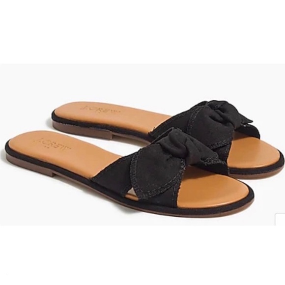 J. Crew Bow Slip-On Slide Sandals Casual Preppy Black Size 6